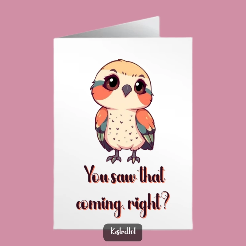 Free Printable Kestrel Congrats Card: Funny Curious Bird for Success Downloadable
