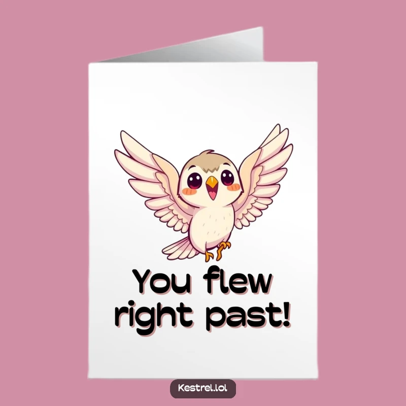 Free Printable Smiling Kestrel Congrats Card - Funny Downloadable Soaring Bird for Success