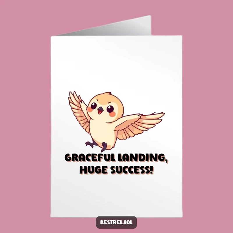Free Printable Congrats Card: Kestrel's Smooth Landing, Humorous Downloadable