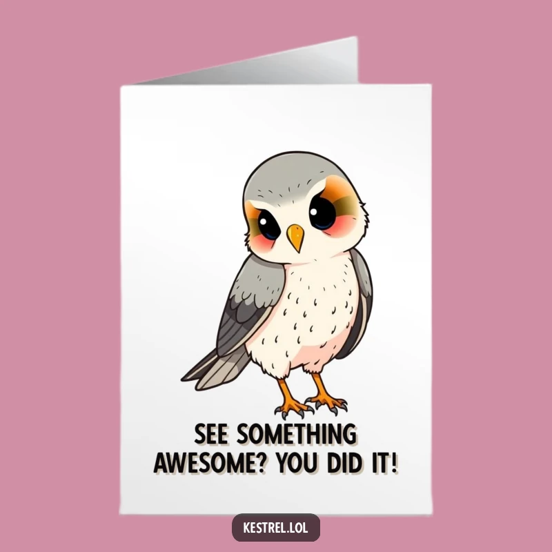Free Printable Kestrel Congrats Card: Funny Curious Bird Downloadable