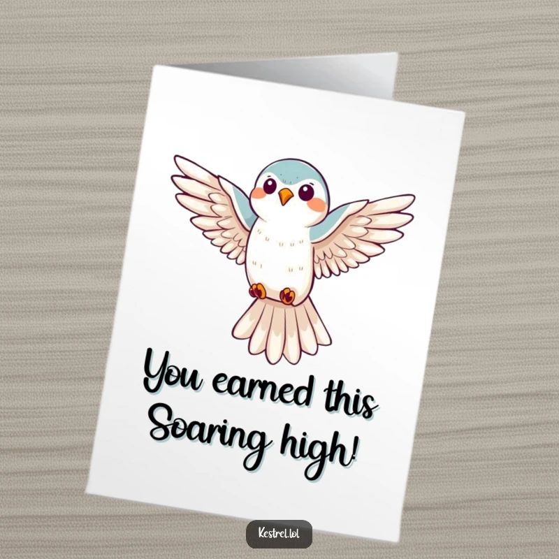 Funny Free Printable Congrats Card: A kestrel hovers joyfully, wings outstretched, symbolizing a successful achievement, perfect for congratulations.
