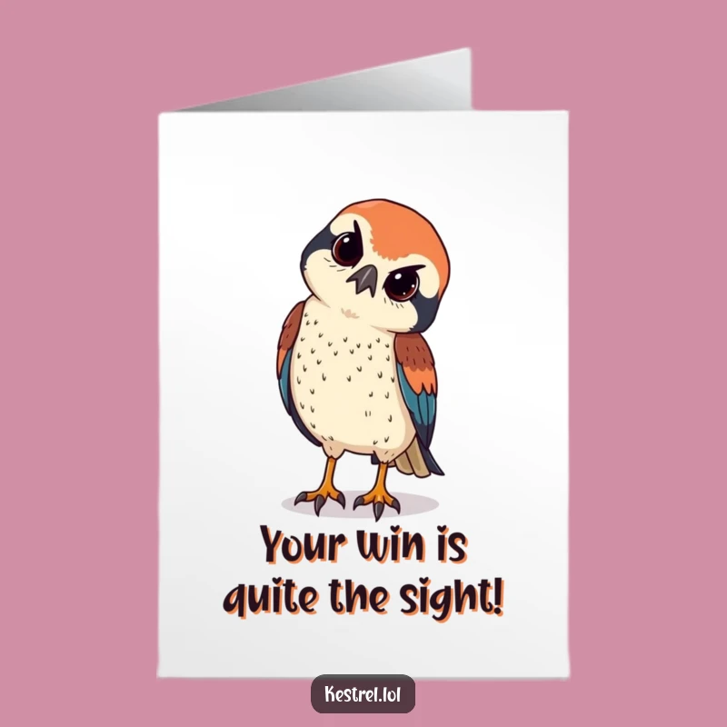 Free Printable Kestrel Congrats Card: Curious Bird Downloadable Gift for Sharp Wins!