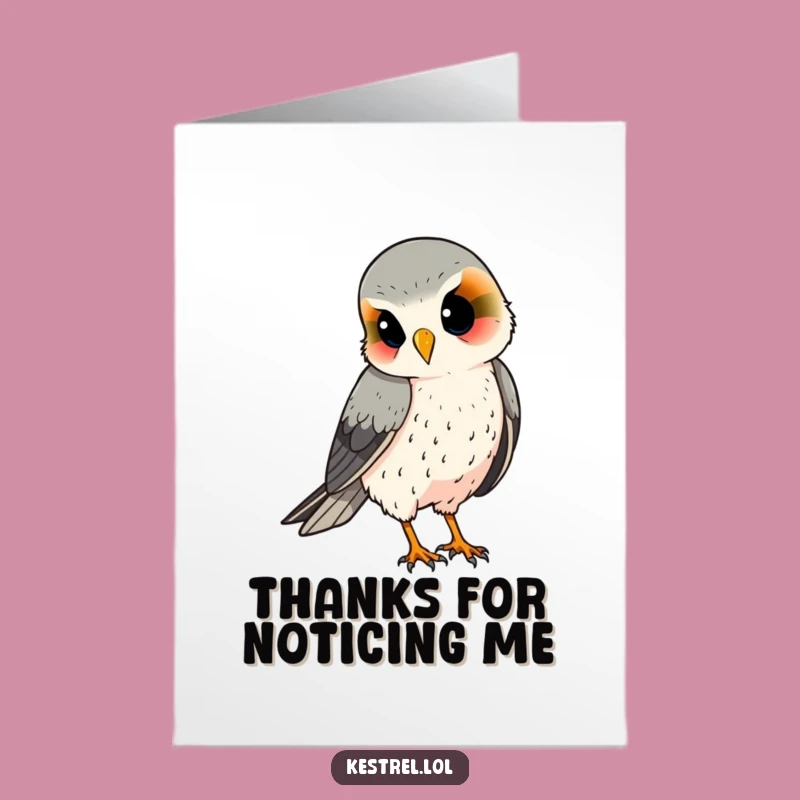 Free Printable Kestrel Thank You Card: Funny Curious Bird Downloadable