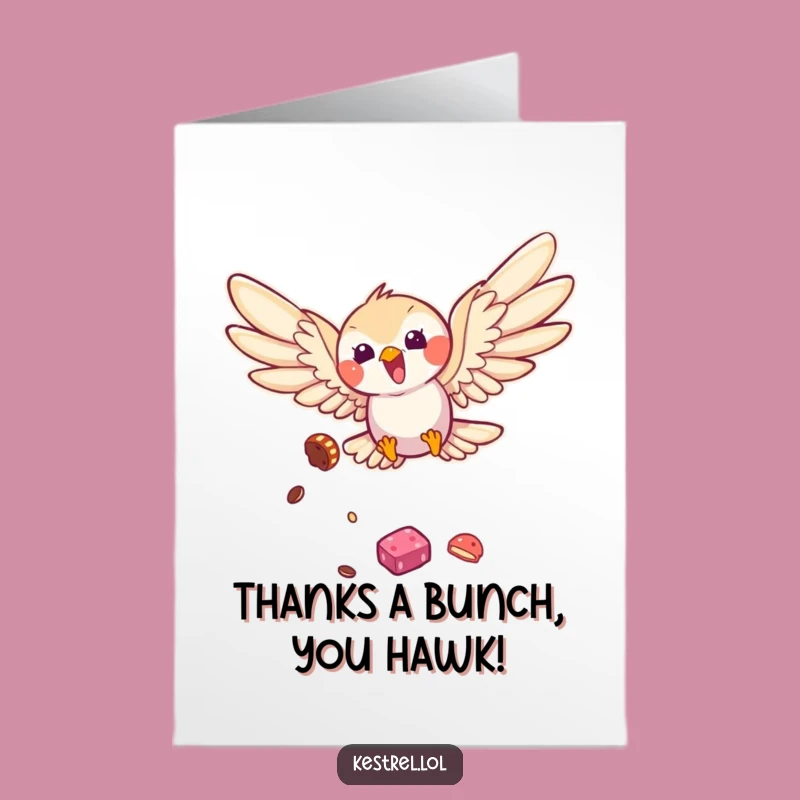 Free Printable Kestrel Thank You Card: Funny Diving Bird for Gratitude Downloadable