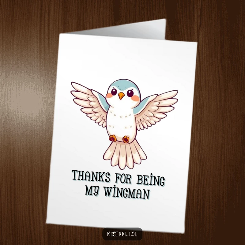 Funny Free Printable Thank You Card: A happy kestrel hovers with wings wide, a unique way to express heartfelt thanks.