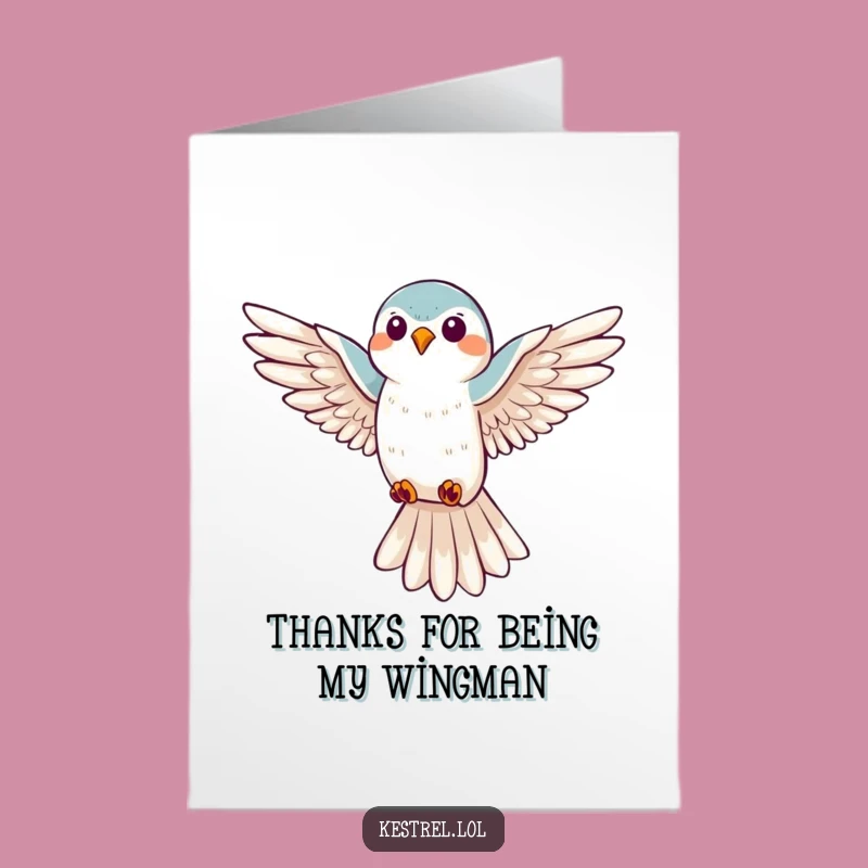 Free Printable Kestrel Thank You Card: Funny Hovering Bird Downloadable