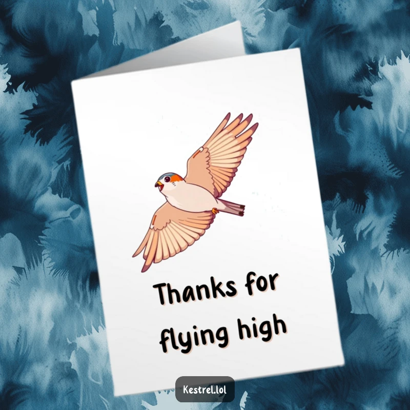 Funny Free Printable Thank You Card: An energetic kestrel soars majestically, conveying heartfelt thanks.