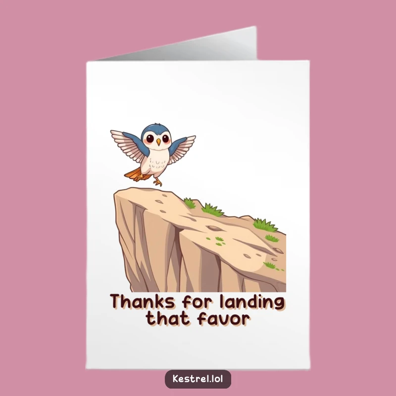 Free Printable Thank You Card: Focused Kestrel Landing with Graceful Gratitude