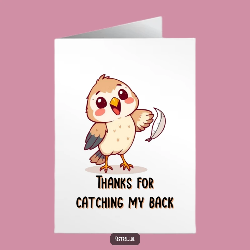 Free Printable Thank You Card: Kestrel Catching Feather Funny Downloadable Gift