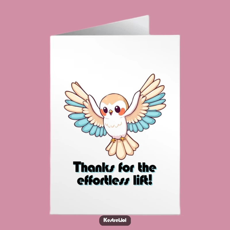 Free Printable Thank You Card: Kestrel's Grateful Glide, Humorous Downloadable Gift for Your Support