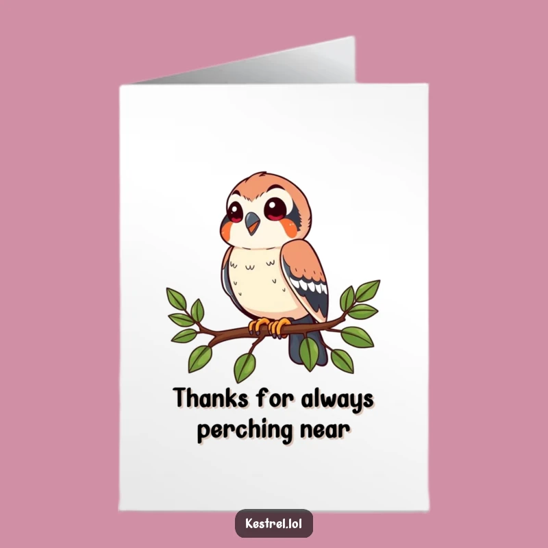 Free Printable Thank You Kestrel Card: Grateful Perch, Looking Around DIY Downloadable Gift