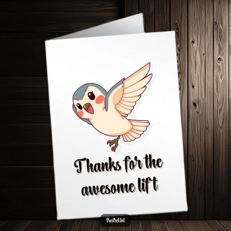 Funny Free Printable Thank You Card: A kestrel gracefully dives, symbolizing a swift and heartfelt thank you.