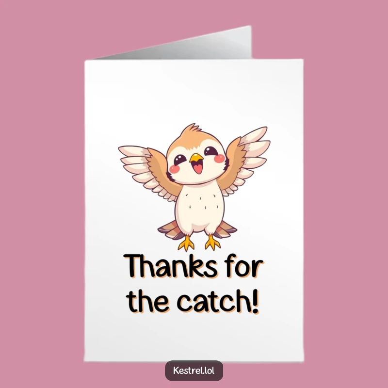 Free Printable Thank You Kestrel Card: Grateful Catch, Joyful Wings DIY Downloadable Gift