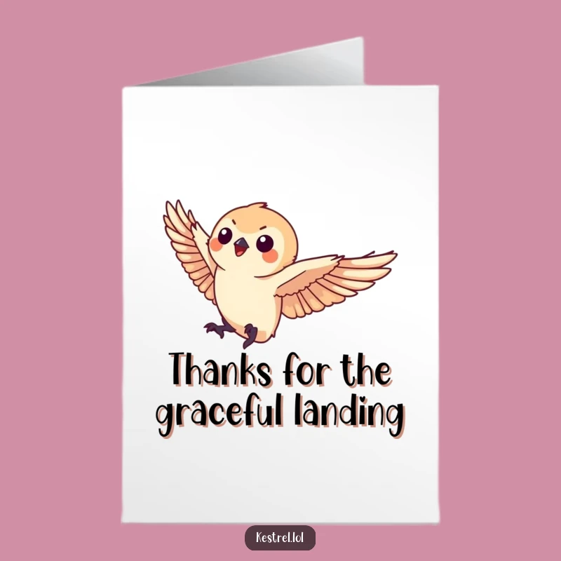 Free Printable Thank You Card: Kestrel's Gentle Landing, Humorous Downloadable