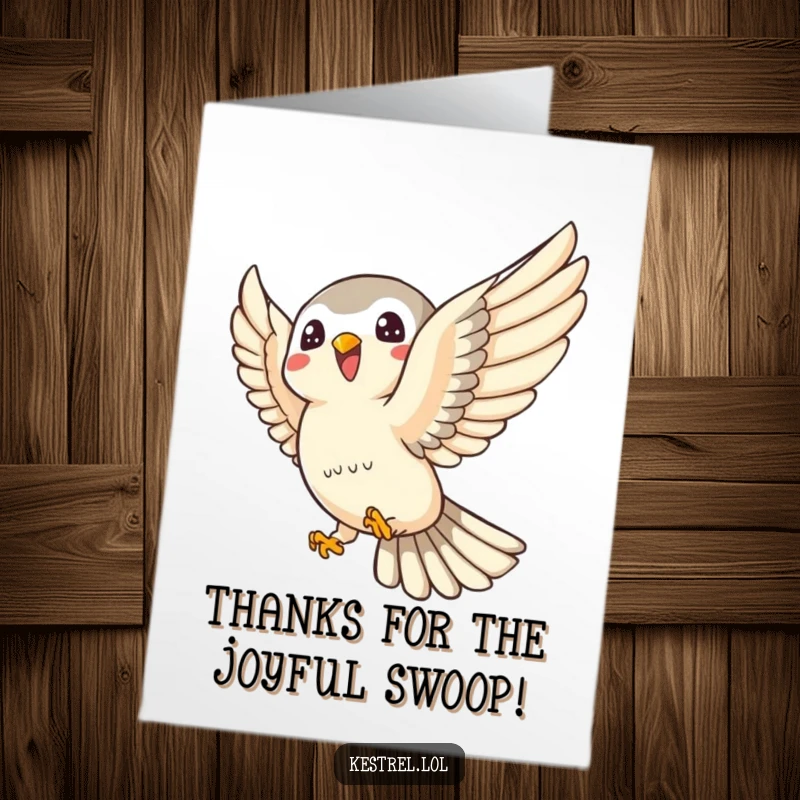Funny Free Printable Thank You Card: A kestrel makes a happy loop in the air, conveying heartfelt thanks.