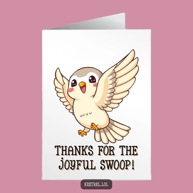 Free Printable Thank You Card: Kestrel's Grateful Swoop, Humorous Downloadable