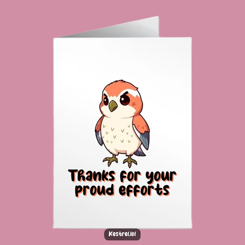 Free Printable Thank You Card: Proud Kestrel Expressing Determined Gratitude