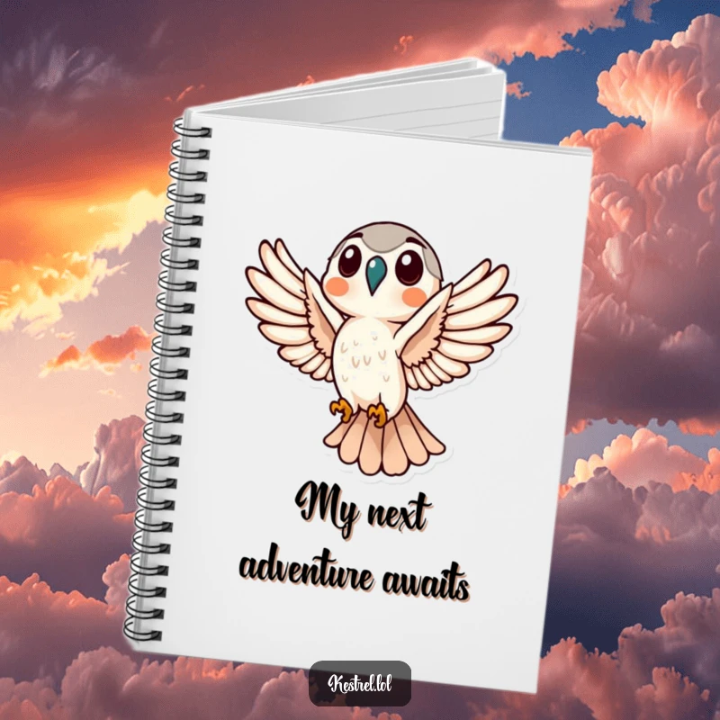 Funny Kestrel Flight Notebook with a kestrel in flight, designed for jotting down soaring thoughts.