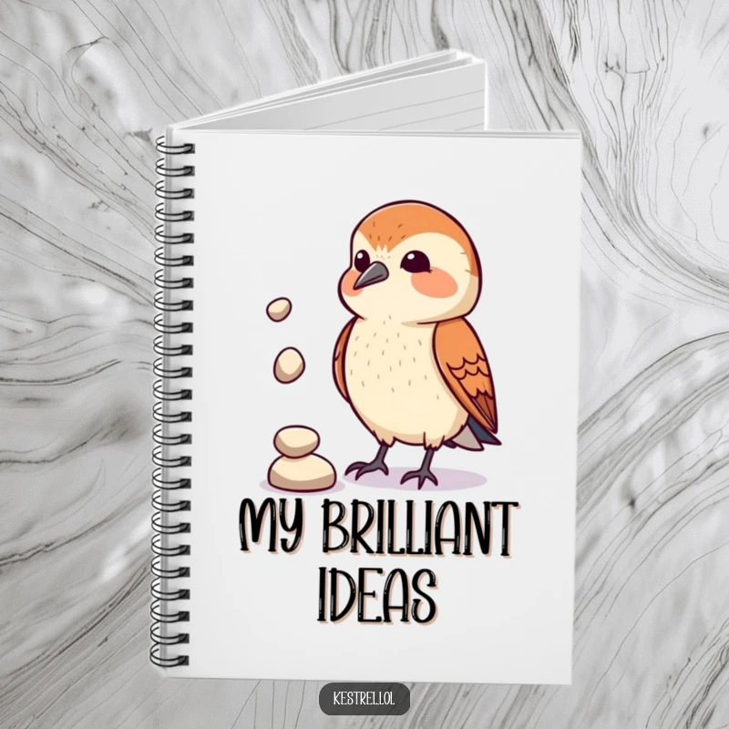 Funny Kestrel Juggler Notebook: A kestrel character comically attempts to juggle pebbles, perfect for capturing your own clumsy brilliance. Humorous and handy.