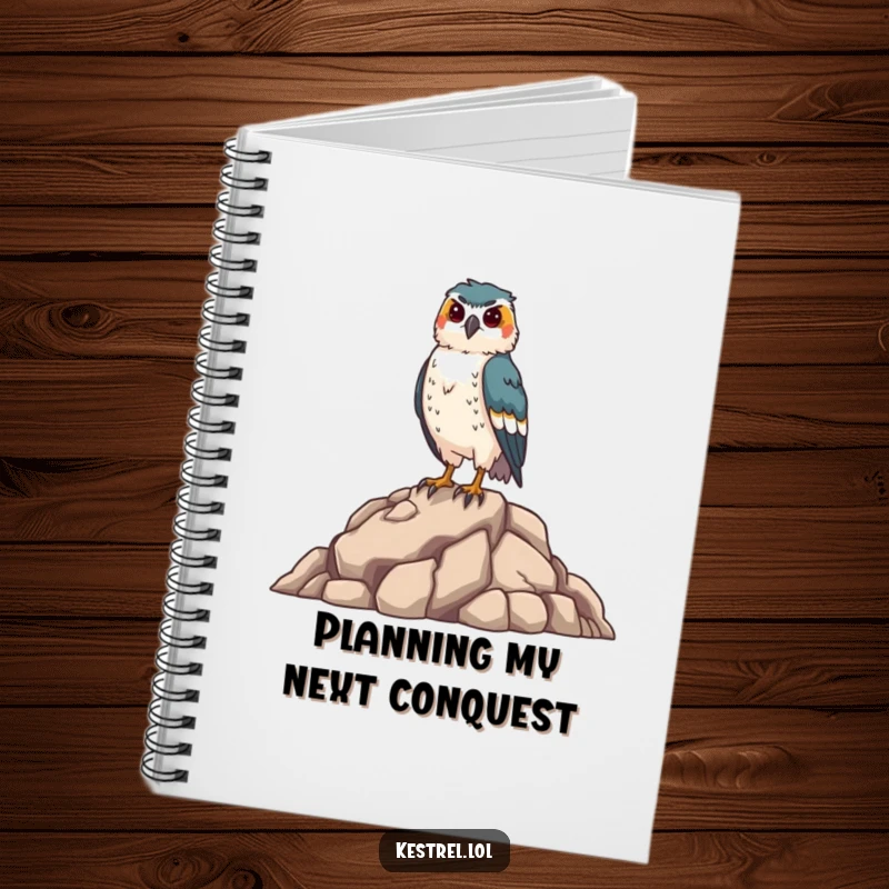 Funny kestrel notebook with a proud falcon illustration, perfect for notes and sketches, a humorous and inspiring gift for bird enthusiasts.