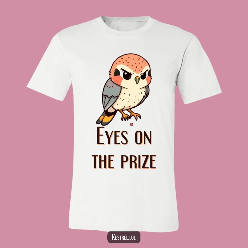 Funny Kestrel Focus T-Shirt: Determined Bird Design, Ideal Funny Gift