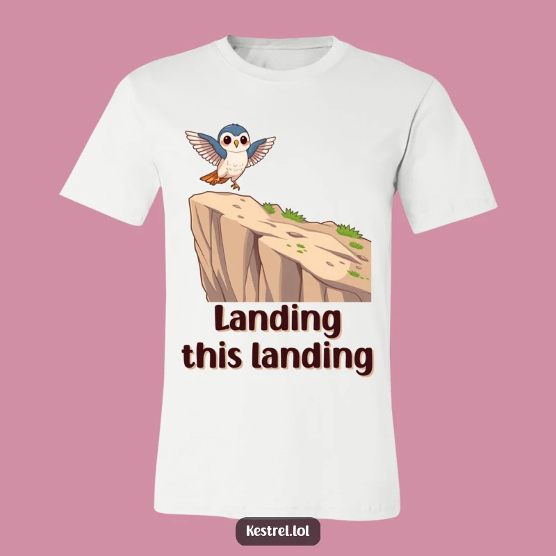 Funny Focused Kestrel T-Shirt: Graceful Landing, Precision Humor