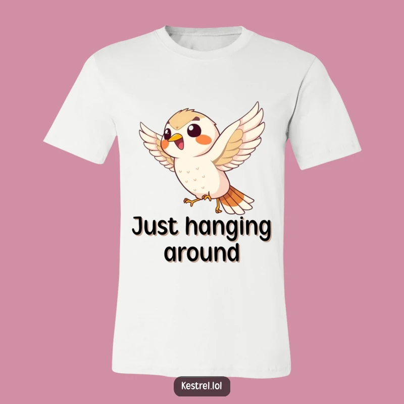 Funny Giggling Kestrel T-Shirt: Enthusiastic Bird Hovering Tee