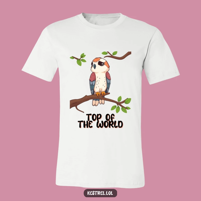 Funny Kestrel Perched T-Shirt: Comical Bird Tee for Gift