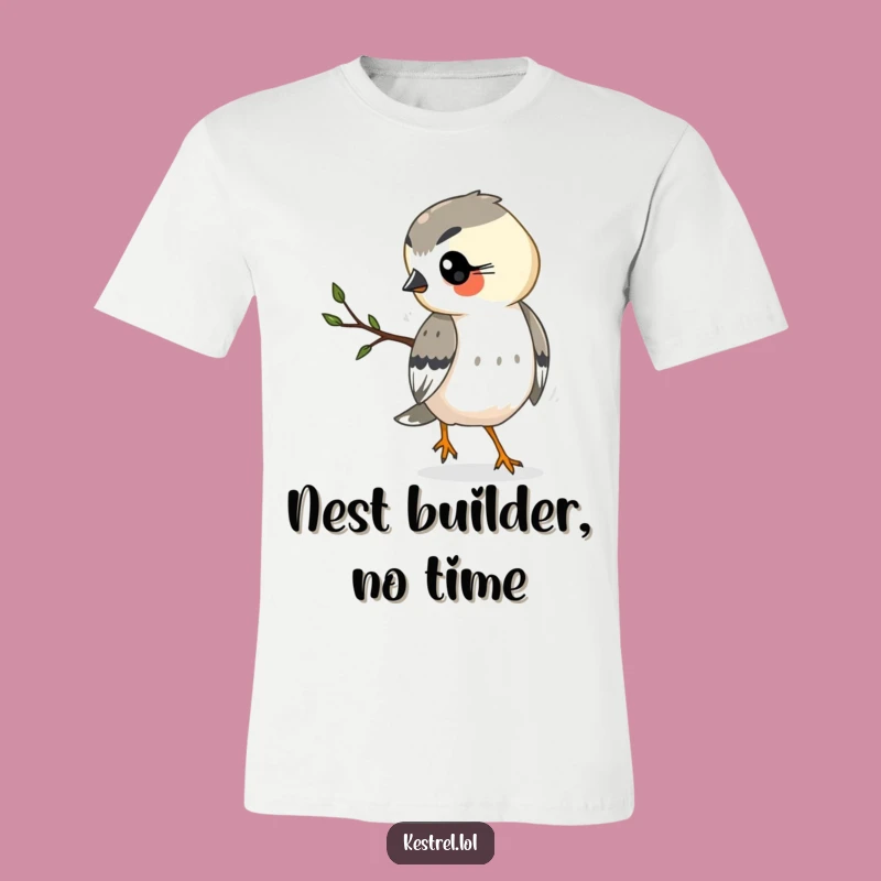 Funny Kestrel T-Shirt: Busy Bird Carrying Twig - Hilarious Gift Idea