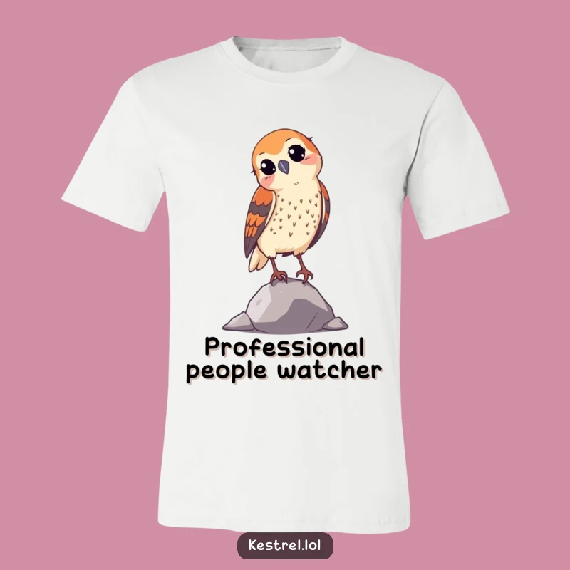 Funny Curious Kestrel T-Shirt: Adorable Bird Watching Tee for Gift