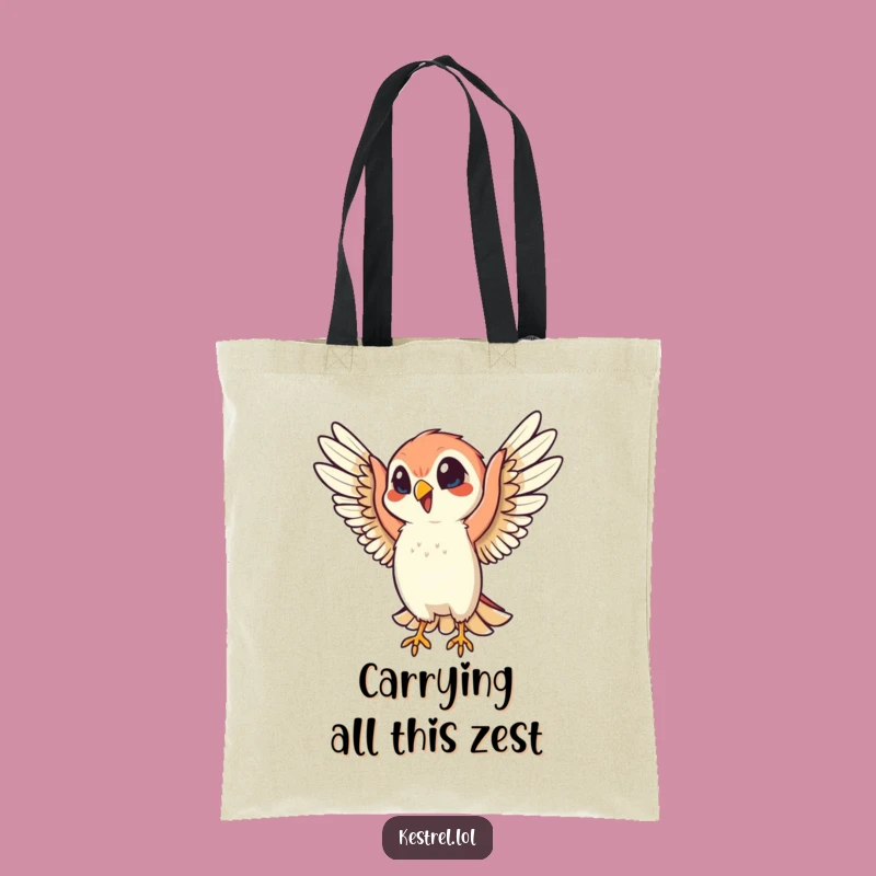 Funny Cheerful Kestrel Tote Bag: Eco-Friendly Bird Humor, Ideal Funny Gift Carryall