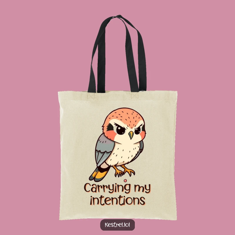 Funny Kestrel Focus Tote Bag: Determined Bird Accessory, Great Funny Gift
