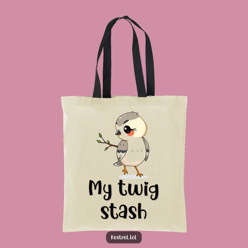 Funny Kestrel Tote Bag: Busy Bird Carrying Twig - Eco-Friendly Gift