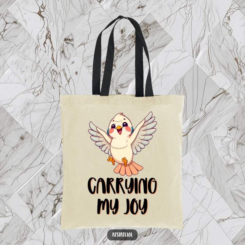 Funny kestrel tote bag illustrating a kestrel doing a playful aerial loop, practical and cheerful for bird lovers.