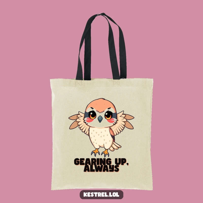 Funny Focused Kestrel Tote Bag: Action-Ready Bird Design, Ideal Funny Gift